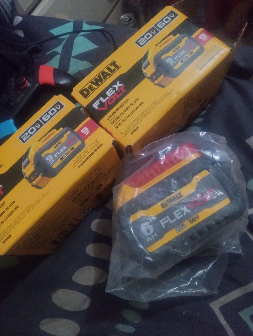 Two New 9 ah DeWalt Batteries One 6 ah Bundle