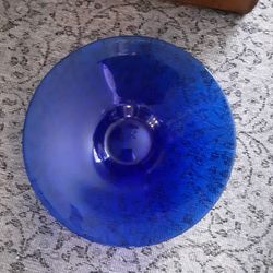 Large Beautiful Vintage Cobalt Blue Glass  Bowl