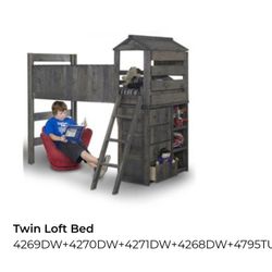 Twin Loft bed Set + Decorative Accessories 