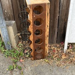 Title: Set of 2 Wine Racks – Wooden 12-Bottle & Metal 6-Bottle – Wall-Mountable  Description: Stylish set of two wine racks perfect for any wine enthu