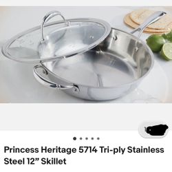 Princess House Sarten De 12”   Tri -ply