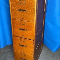 Solid Oak Antique Globe File Cabinet