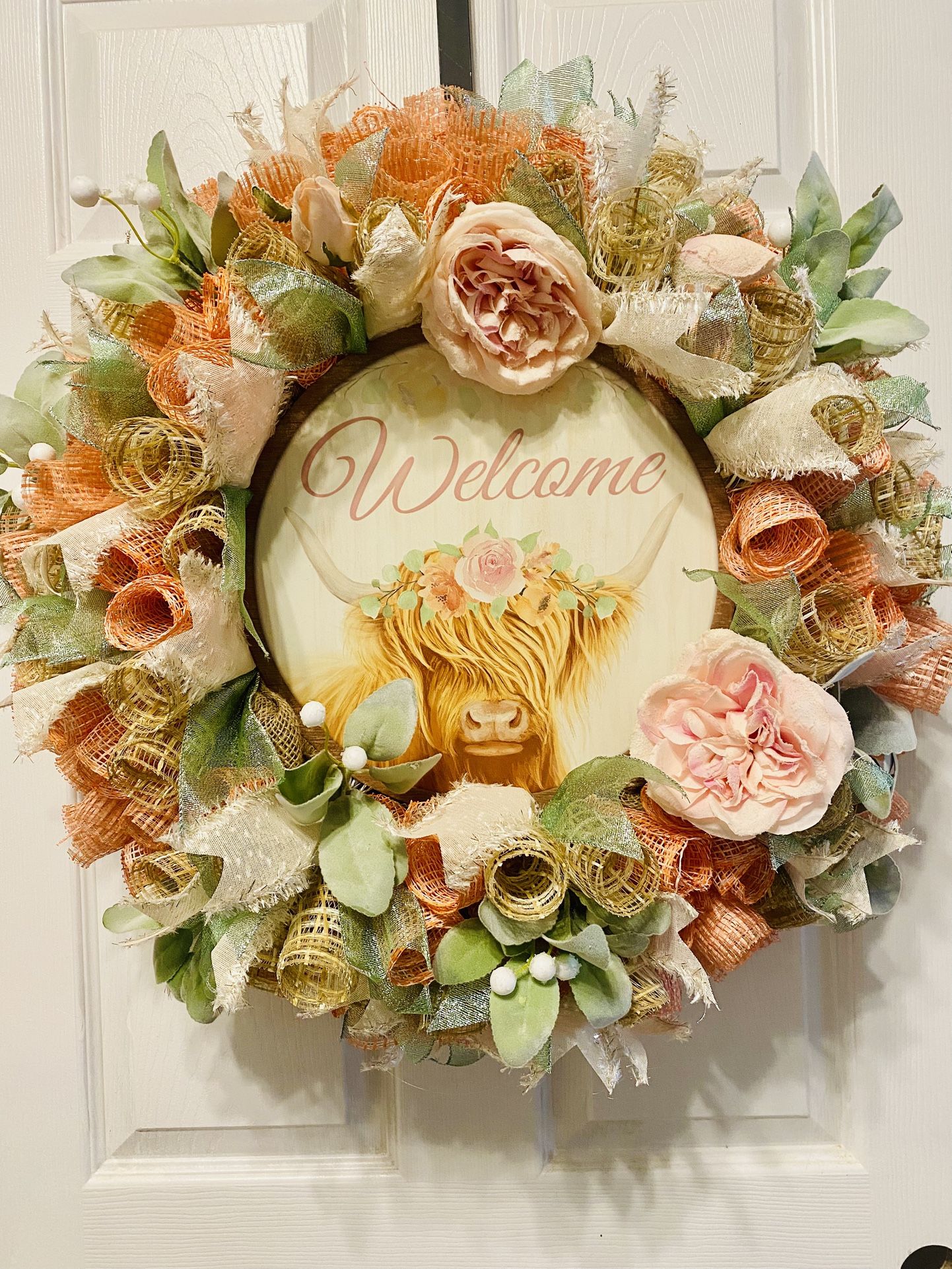 Welcome Highland Cow Deluxe Wreath