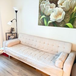 Comfortable Beige Velvet Sofa