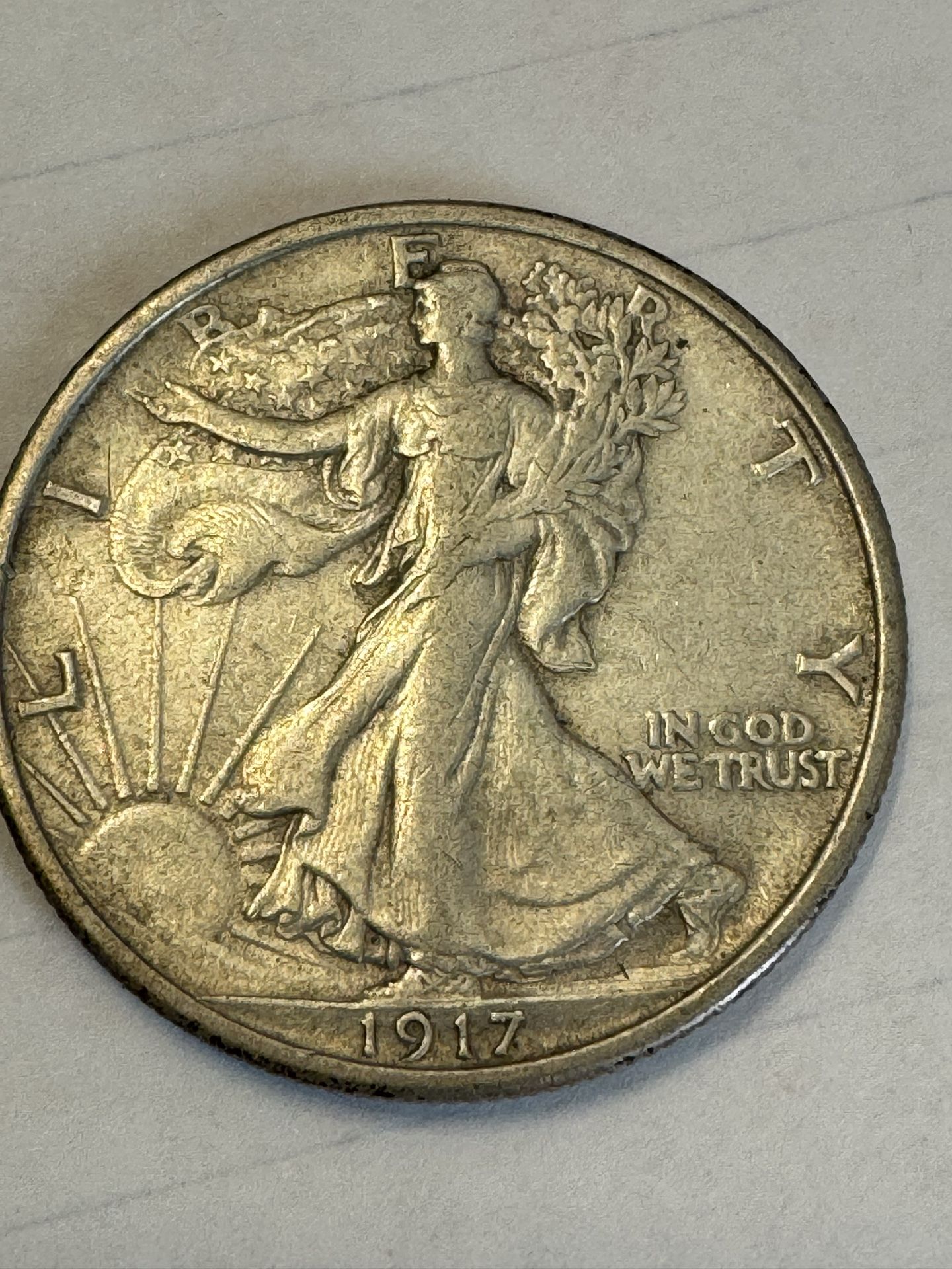 1917 Walking Liberty (KEY DATE) Beautiful Toning On REV