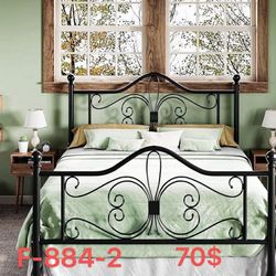 Full Size Bed Frame with Headboard,Metal Bed Frame with Butterfly Pattern Design（F-884-2）