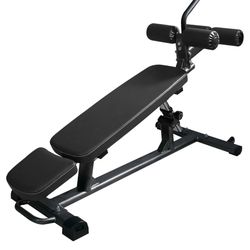 Finer Form Semi-Commercial Sit-Up Bench For Core Workouts and Decline Bench Press. Adjustable Weight Bench with Reverse Crunch Handle with 4 Adjustabl