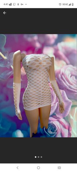 White Cutout Mini Dress with Gloves Set
