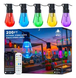 🚨🔥 SELLING FAST! 200FT Smart RGB Outdoor String Lights – Waterproof LED Patio Lights $59