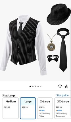 Mobster Gangster Mens Costume, Roaring 20’s Costumes for Men