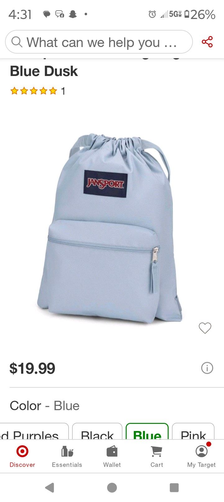 Jansport Drawstring Backpack