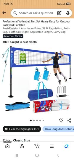 Professional volleyball net