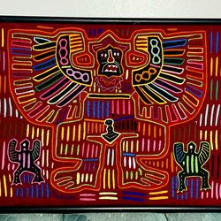 Vintage Tribal Mola framed