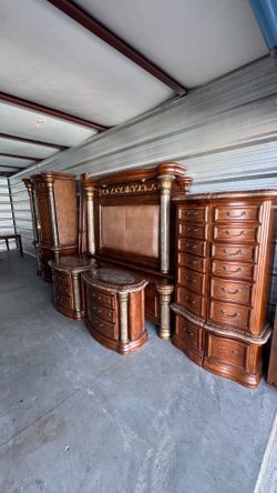 Michael Amini Torino King Bedroom Set – Luxury Marble & Wood – 6 Pieces