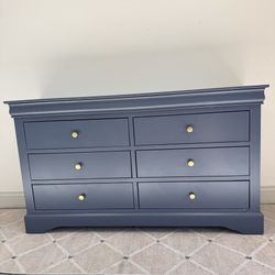 Beautiful 6 Drawer Navy Blue Modern Dresser