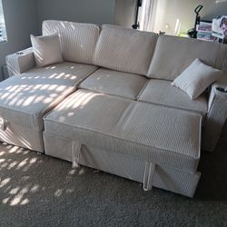 2pcs Sectional sofa w/storage chaise,pulloutbed,cupholders & Usb connection