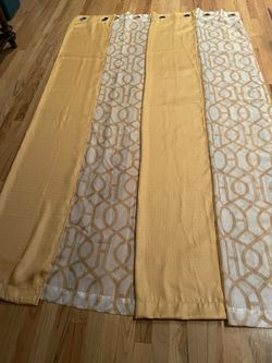 4 Set Yellow Curtain Panels 