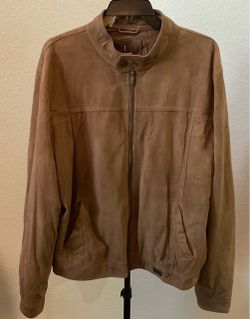 Tan Suede Zip-Up Bomber Jacket