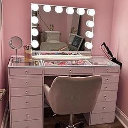 Pink vanity 