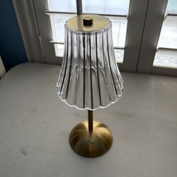 Gold Table Lamps with Fluted Glass Shade 