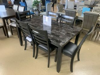 6-Piece Faux Marble Dining Table Set $10 down