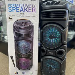 Dual 8" Bluetooth Speaker with Microphone - Light Weight with RGB Lights,
