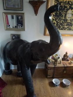 ELEPHANT brown LEATHER 5 ft tall