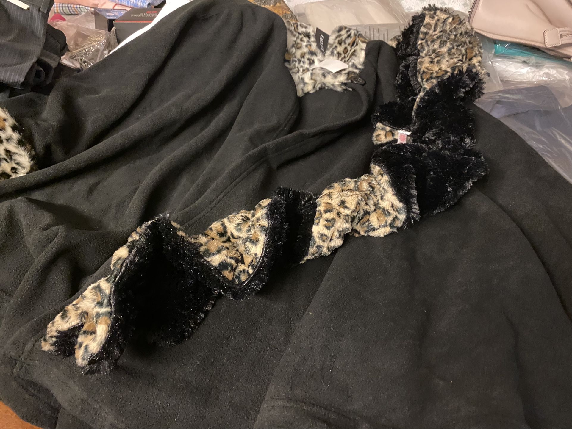 Ladies Faux Fur Poncho With Free Matching Scarf