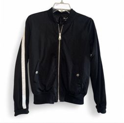 Black bomber jacket with white stripe 
