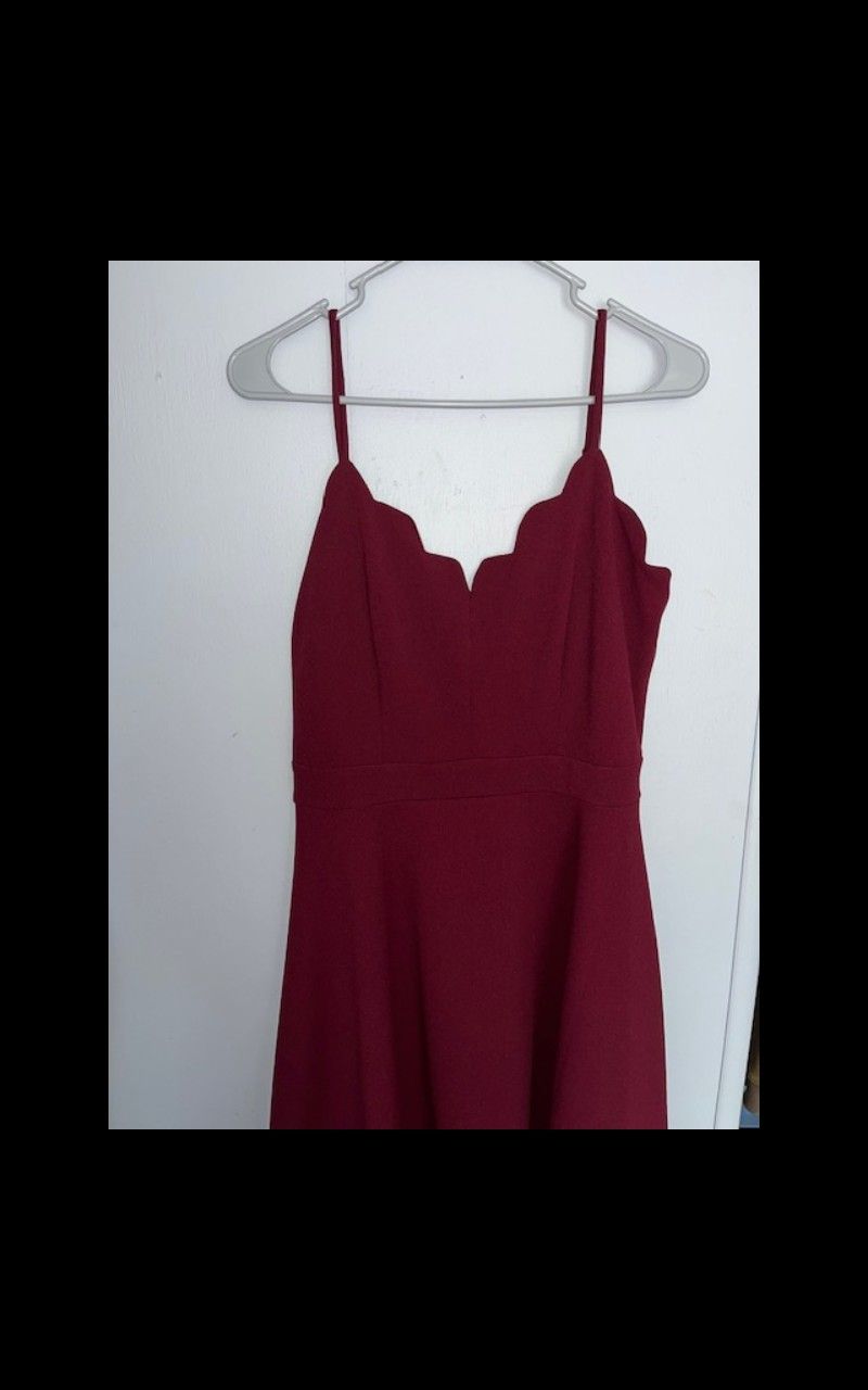 Burgundy Scalloped Dress