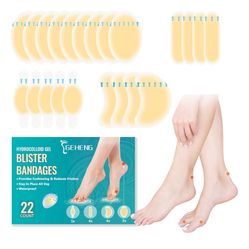 Hydrocolloid Gel Blister Bandages for Feet, Waterproof Adhesive Heel Protectors, Toe, Ball of Foot, Bunion Pain Relief, Long-Lasting Blister Cushions