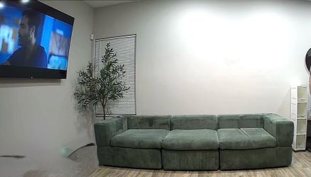 Large green corduroy couch