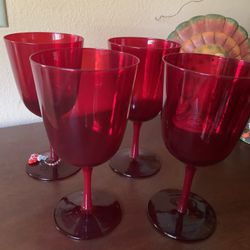 Set Of Four Red Wine Glasses