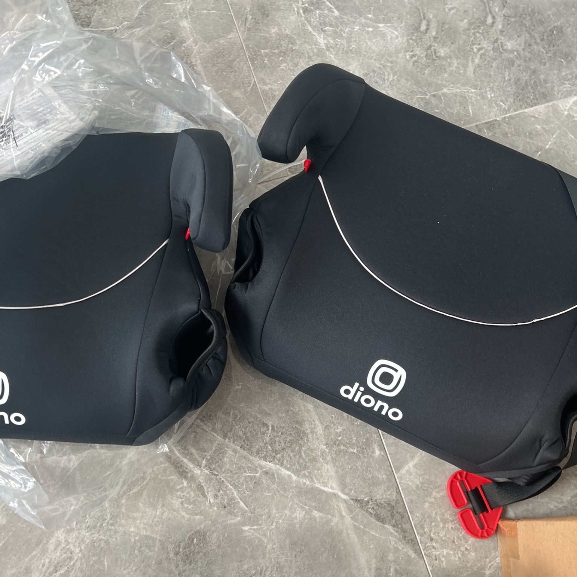 Diono Solana, No Latch, Pack of 2 Backless Booster Car Seats, Lightweight, Machine Washable Covers, Cup Holders, Black