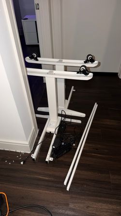 Dual Motor Standing Desk Frame 3 Tier Legs Sit Stand up Electric Height Adjustable Desk Base for Home and Office (White)