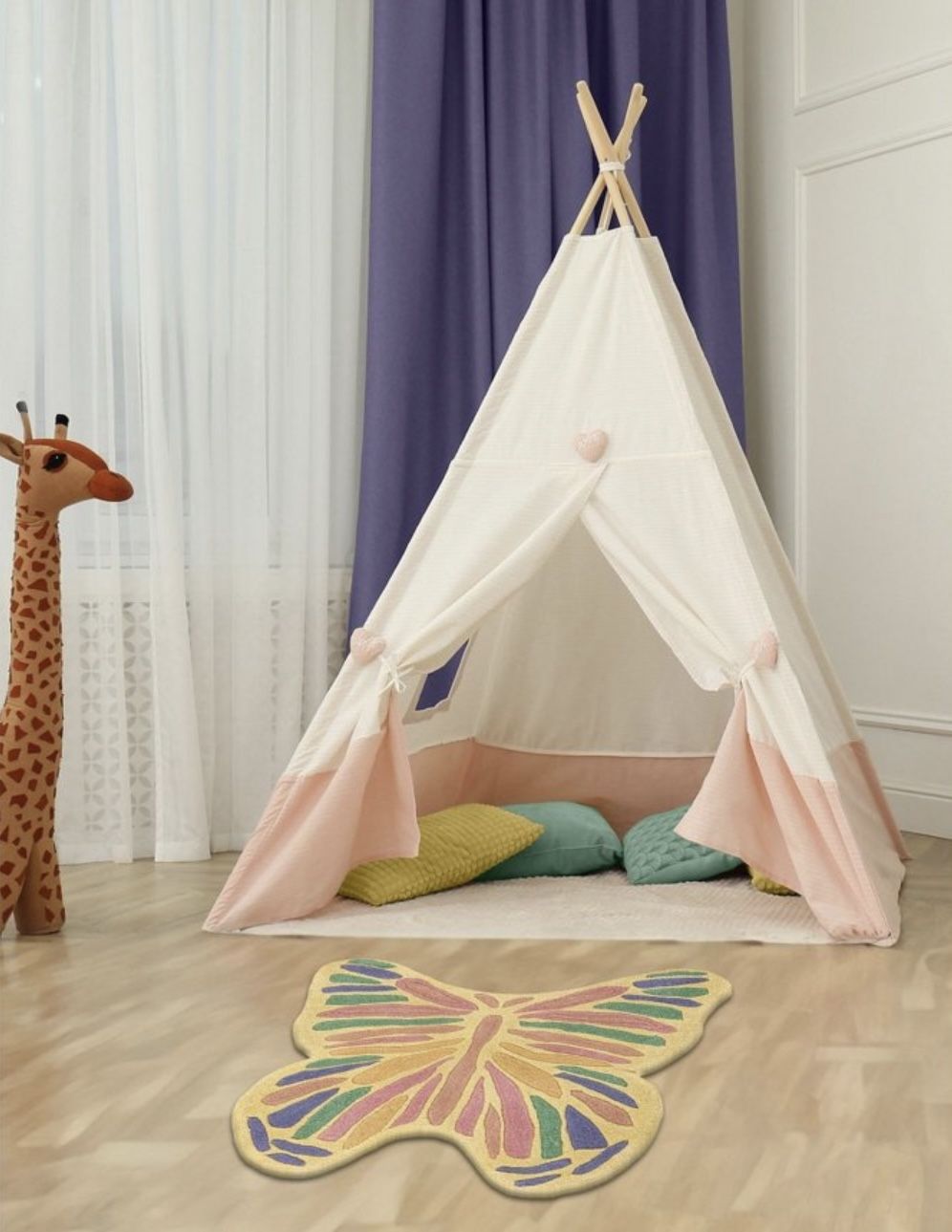 New Playtime Kids Wool Collection Area Rug - Butterfly 