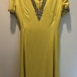 Christian Dior Vintage Embellished Yellow Dress