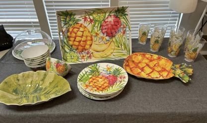 Set Of Tropical Melamine Dishes