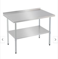 Profeeshaw Stainless Steel Prep & Work Table, 30x48 Inches, with Backsplash and Adjustable W1422P252477