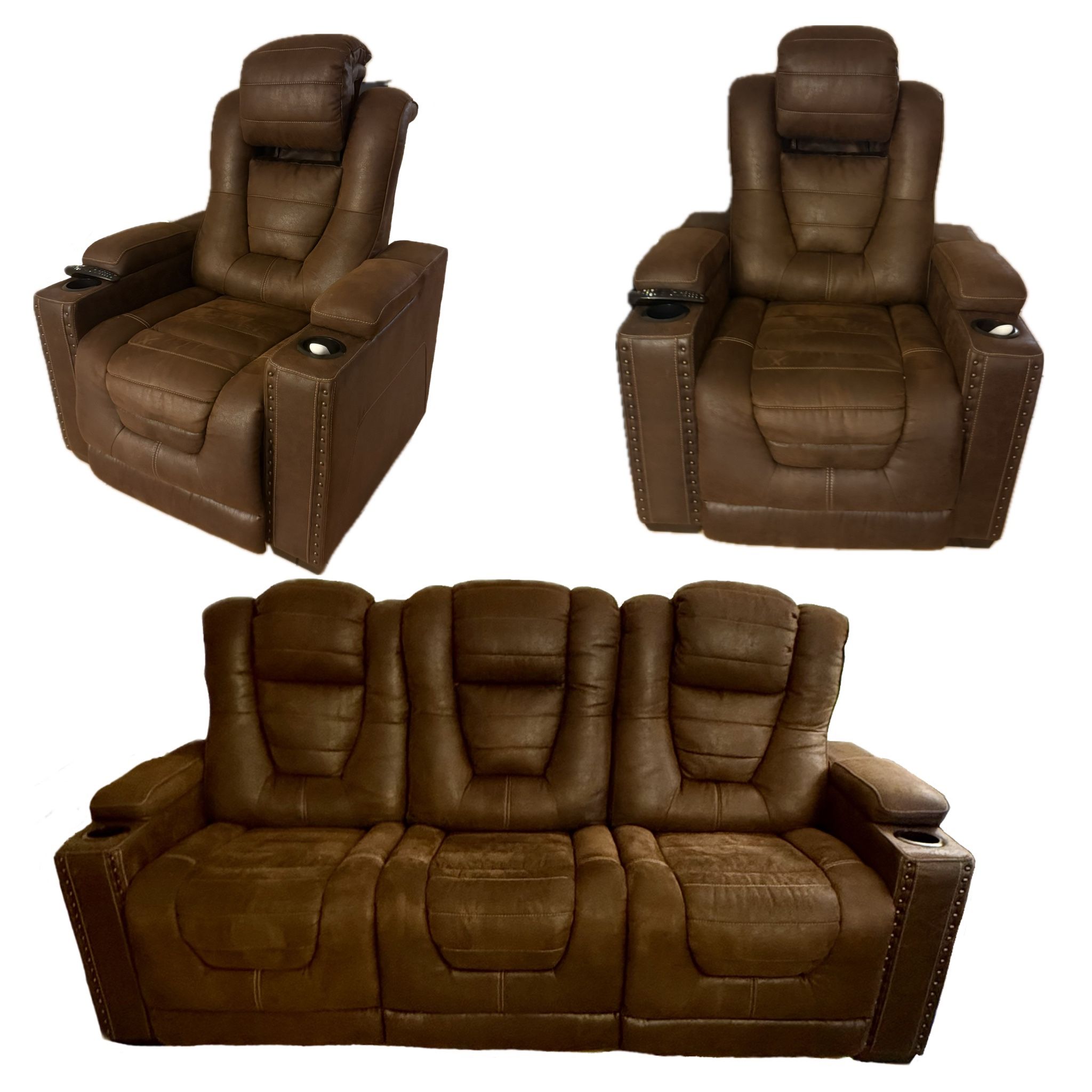 3-Piece Power Reclining Theater Seating Set • Sofa + 2 Chairs