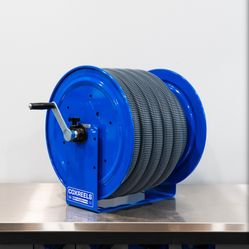 Cox Vacuum Hose Reel Blue | Hand Crank | Includes 50' Vac Hose