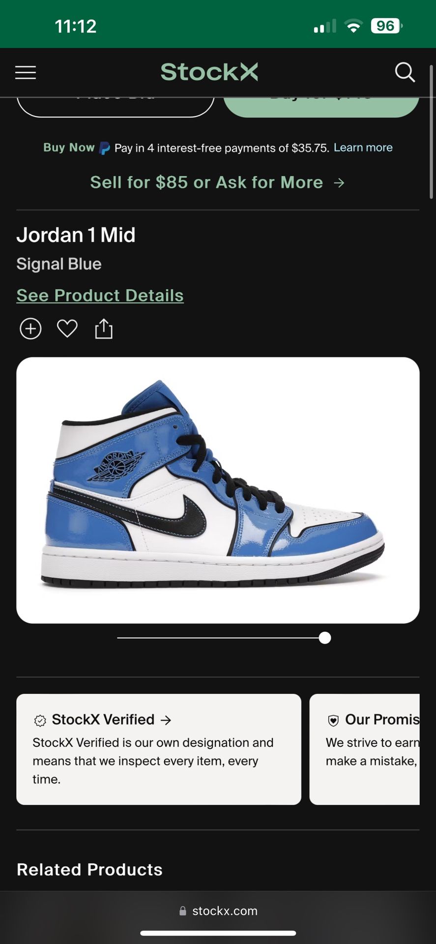 Jordan 1 Mid Signal Blue