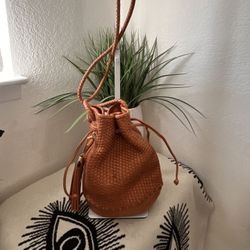 Rebecca Minkoff Woven Leather Small Bucket Bag with Drawstring