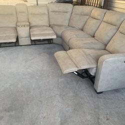 Suede Sectional Electric Recliner Sofa