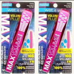 4 Pieces Of Wet n Wild Max Volume Plus Waterproof Mascara, Amp'd Black C141A, 0.27 fl oz