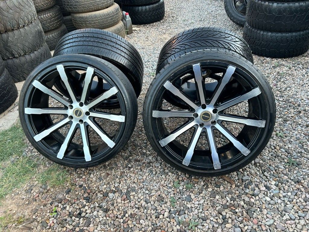 RIMS 275/30R24...5 LUGS FIT JEEP CHEROKEE JEEP COMANDER CHEVY SILVERADO YUKON TAHOE SUBURBAN IMPALA 5X5 CHEVROLET