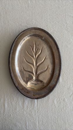 Silver-Plate Oval Meat Carving Tray