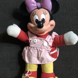 Vintage Minnie Mouse Doll.  Learn to tie, buckle, zipper, button, snap