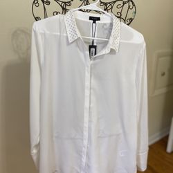 Le Gali Frances Rhinestone-Collar Blouse