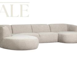 Loures U-Shape Sectional 139" Woven Fabric with Subtle Texture